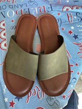 Classic Slide Sandals in Olive Green by CUSHIONAIRE